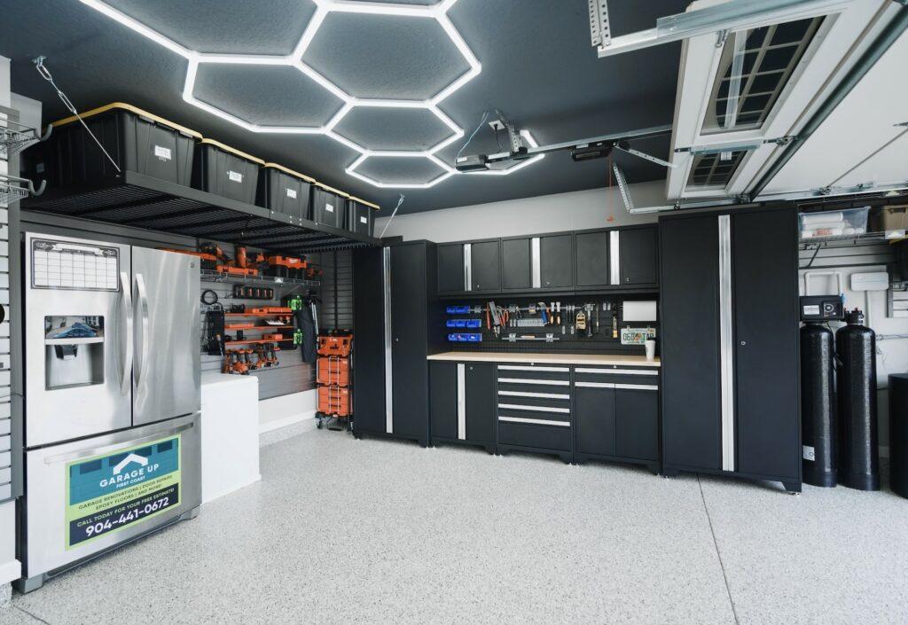 An image of a completely transformed garage that had garage renovations done by Garage Up.